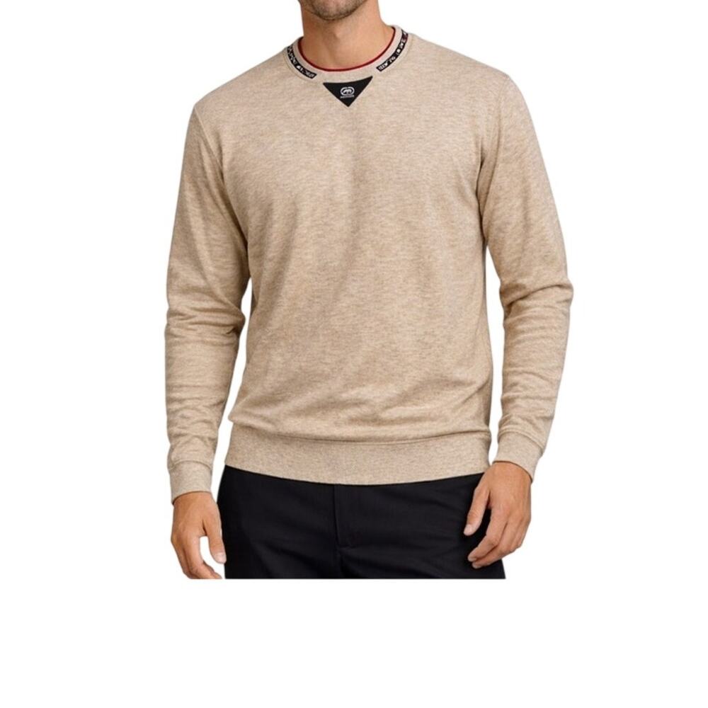 Ecko Unltd Shirt Mens Size Small Long Sleeve Pullover VNeck Tan Gray Hipster NWT